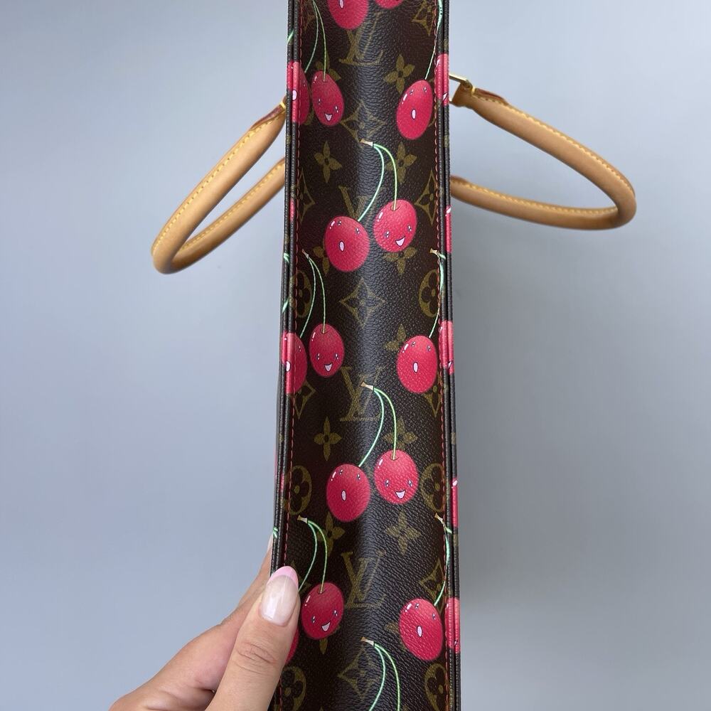 Louis Vuitton Cerise Cherry Sac Plat Brown Monogram Canvas Tote Takashi Murakami - Picture 15 of 16